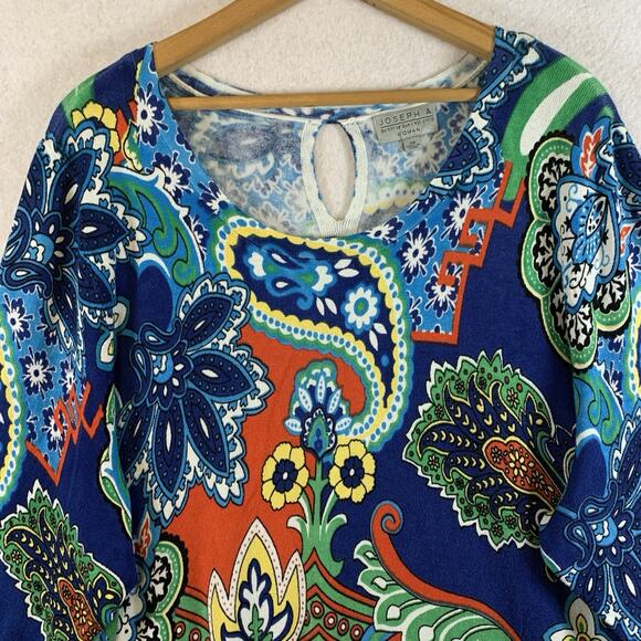 Joseph A Womens Colorful Paisley Knit Top Sz 3X Office Statement Boho Soft Comfy - Picture 2 of 14